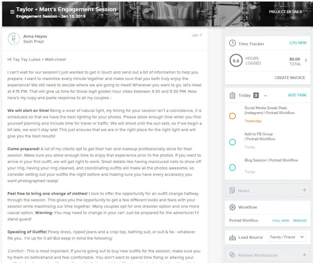 Photographer's Review of Honeybook