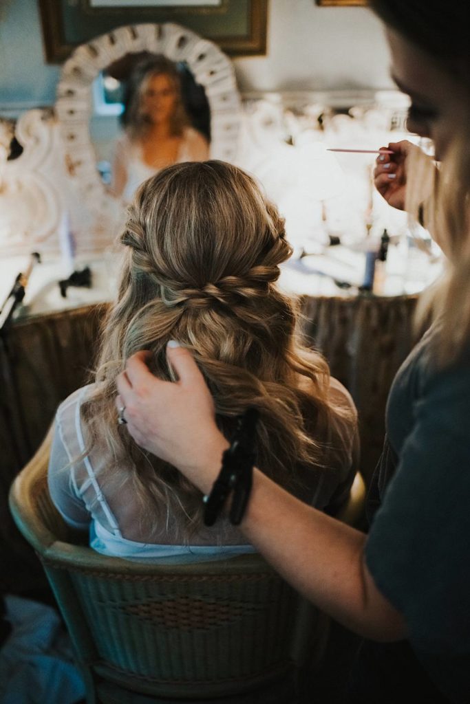 Bride getting ready at the Historic Walton House in Homestead Florida