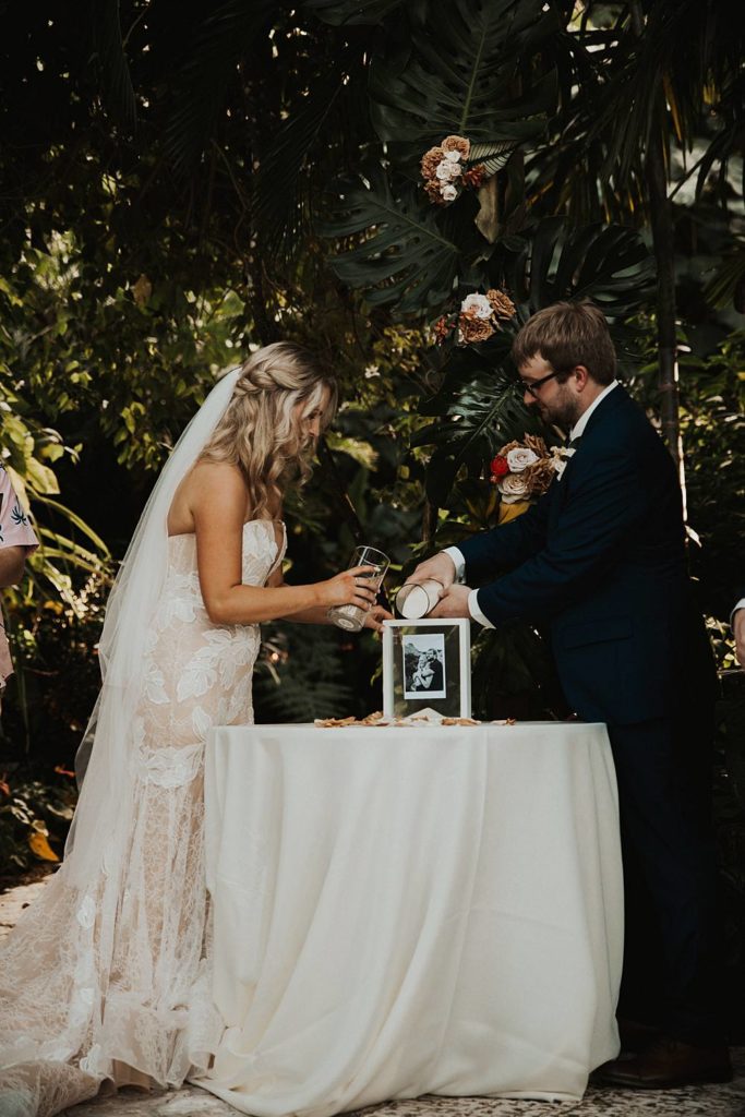 Bride and groom unity ceremony at the historic walton house in homestead florida