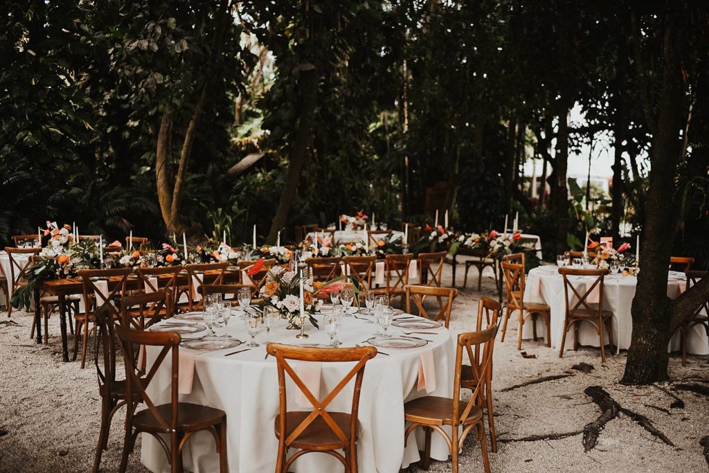 Tropical reception design at the Historic Walton House in Homestead Florida