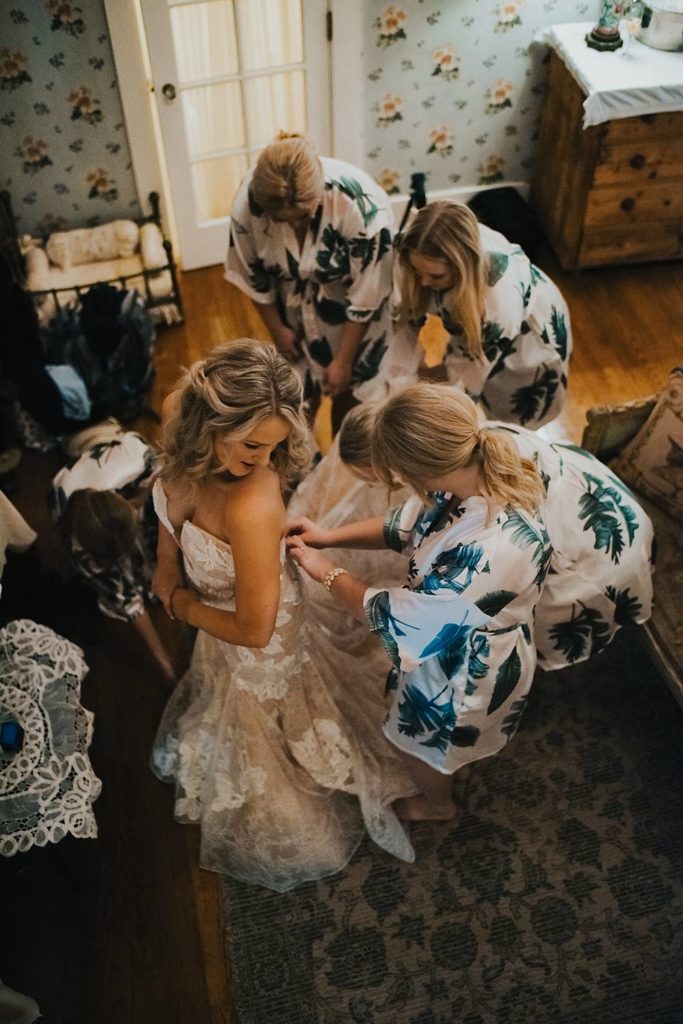 Bride getting ready at the Historic Walton House in Homestead Florida