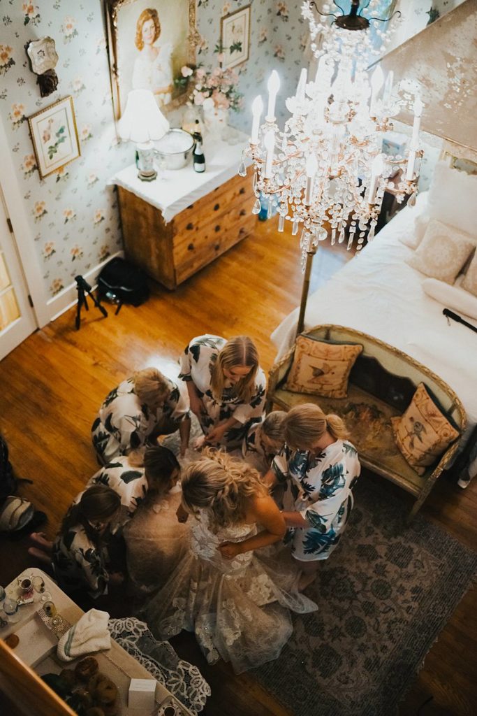 Bride getting ready at the Historic Walton House in Homestead Florida