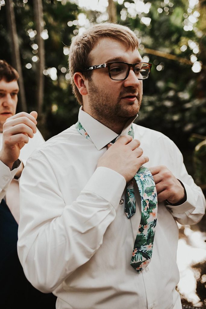 Groom getting ready at the Historic Walton House in Homestead Florida