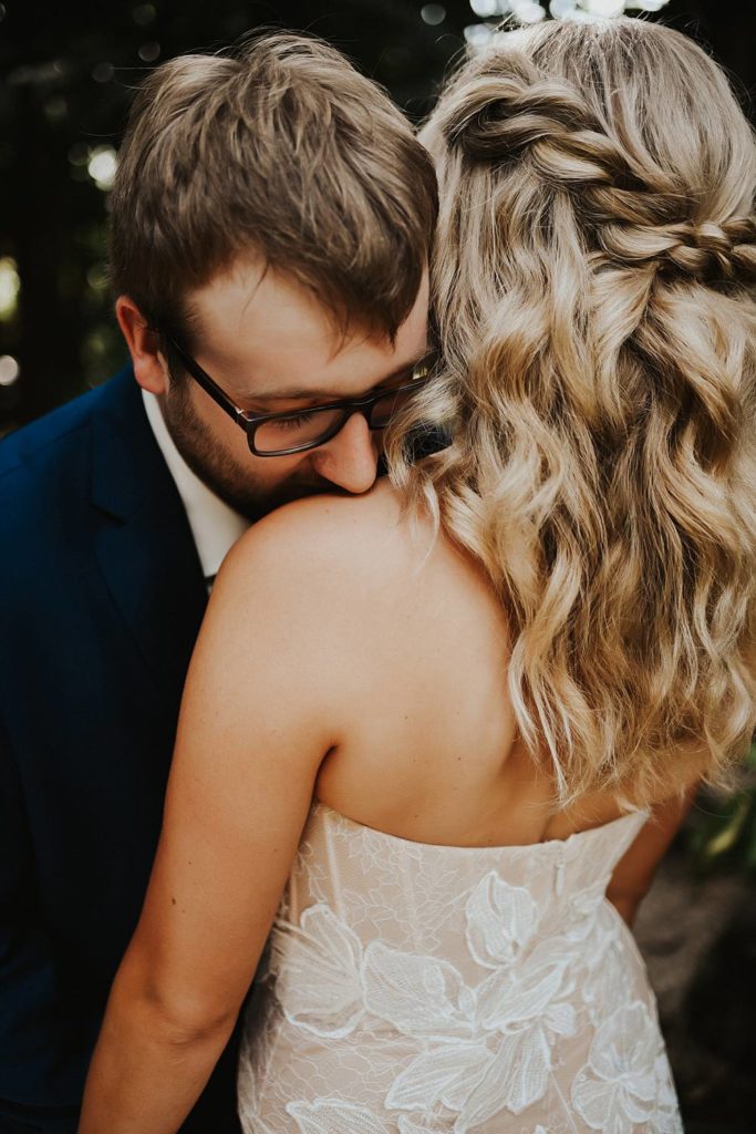 Tropical bride and groom portrait at the historic walton house in homestead florida