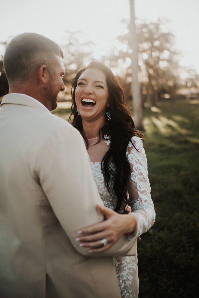 Western-inspired authentic Bride and groom portraits in pasture in okeechobee florida