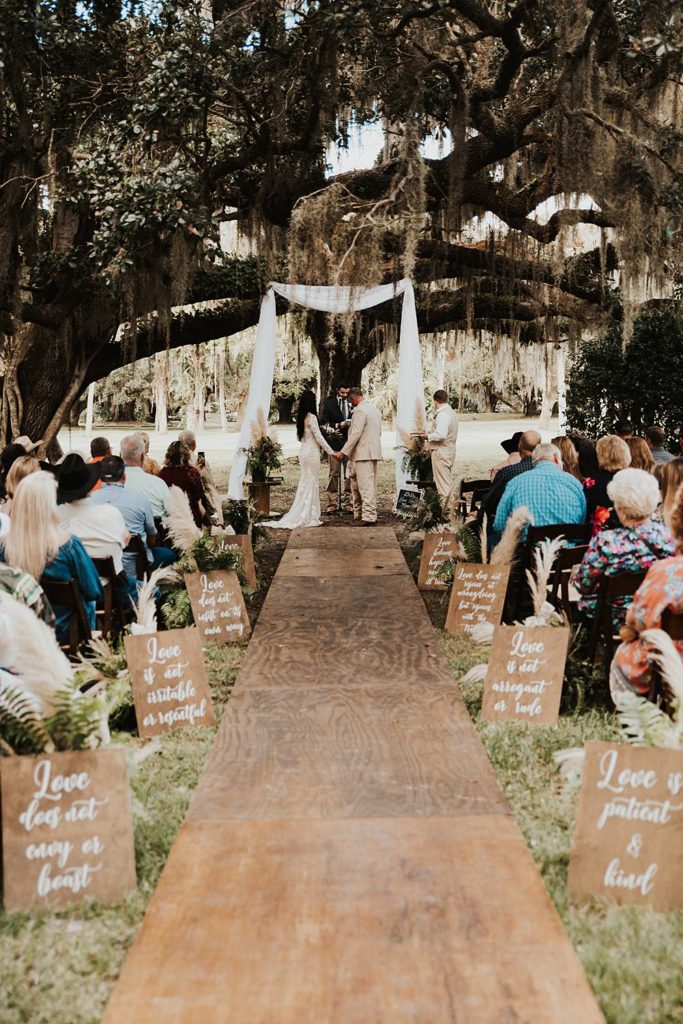 Bride and groom standing at alter at okeechobee wedding ceremony