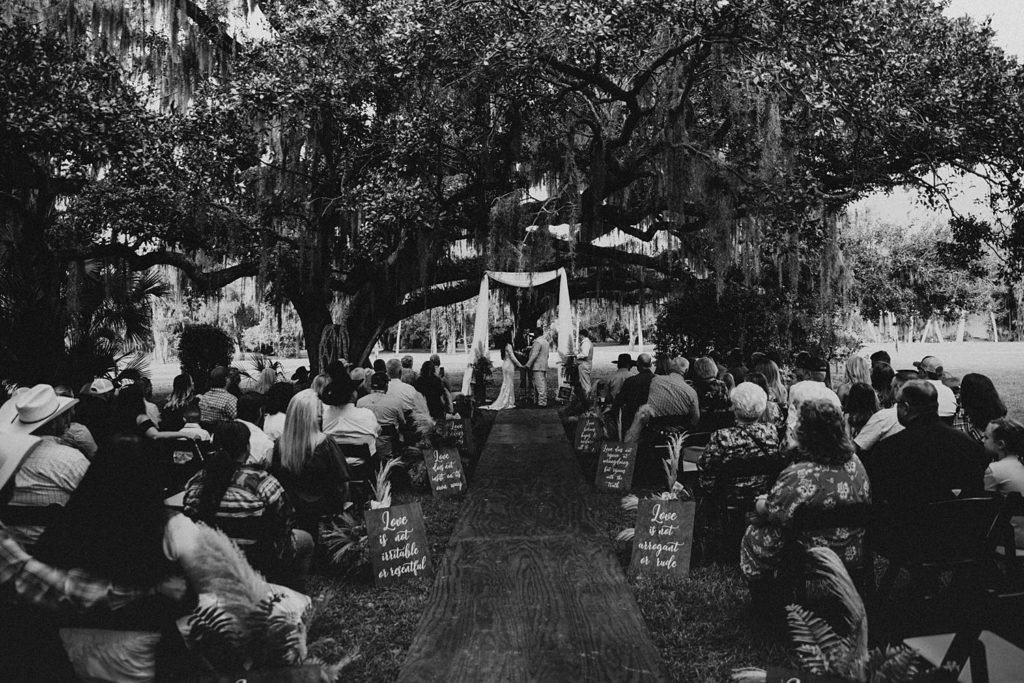 Bride and groom standing at alter at okeechobee wedding ceremony