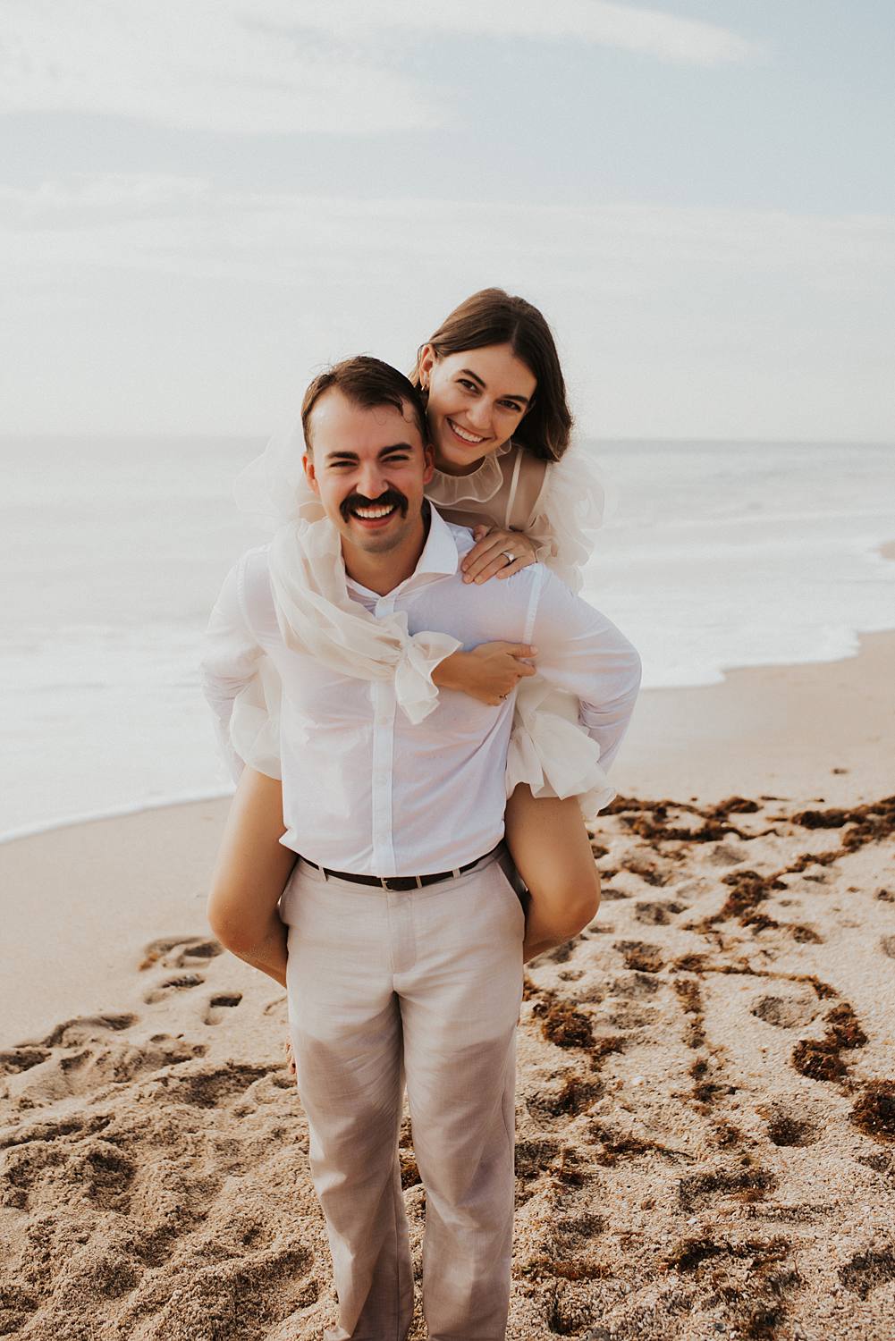 Bride and groom elopement on beach