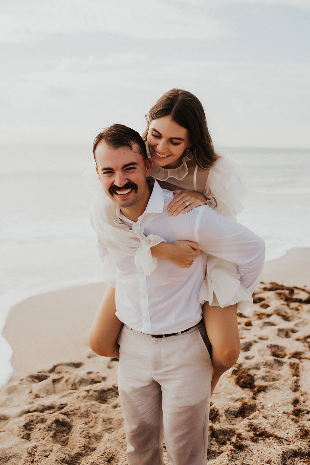 Bride and groom elopement on beach