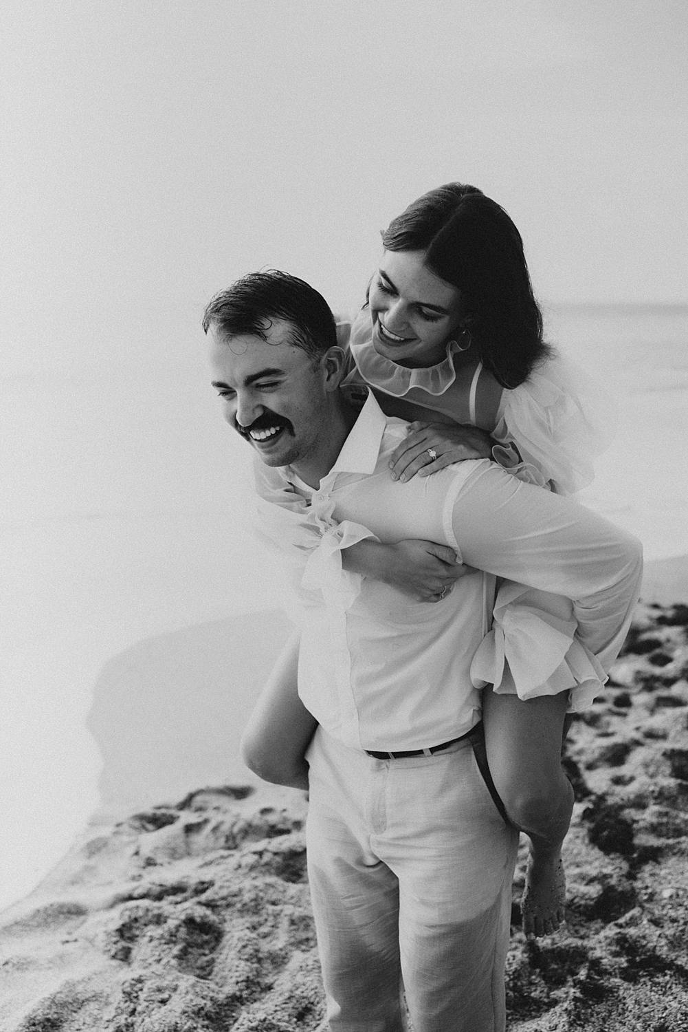 Bride and groom elopement on beach