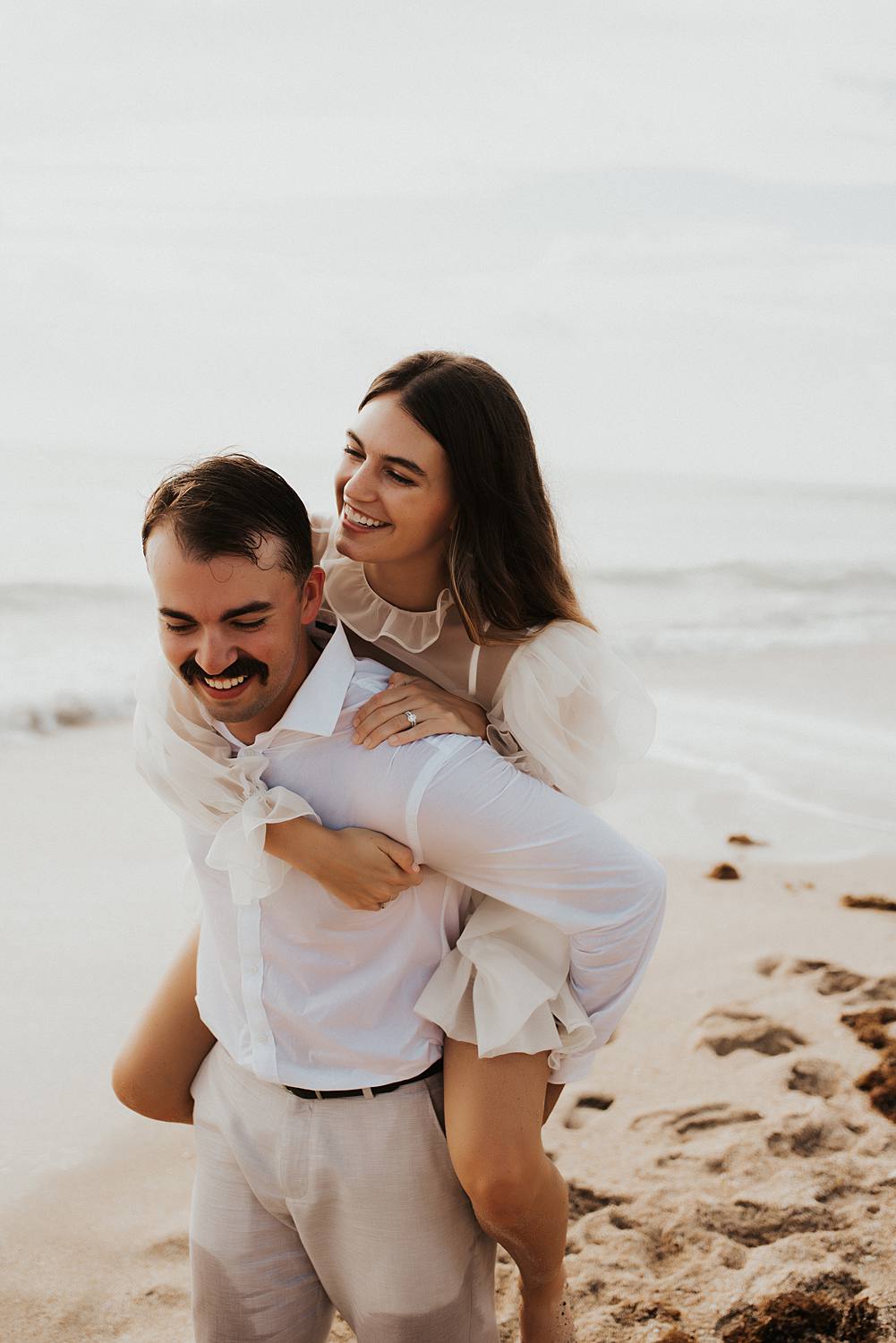 Bride and groom elopement on beach