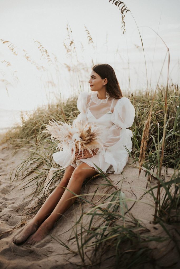 Bridal portraits in beach grass