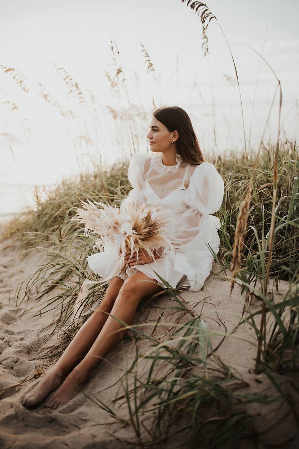 Bridal portraits in beach grass