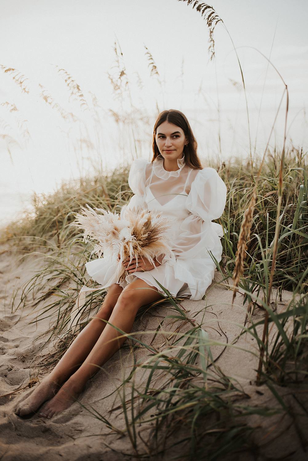 Bridal portraits in beach grass
