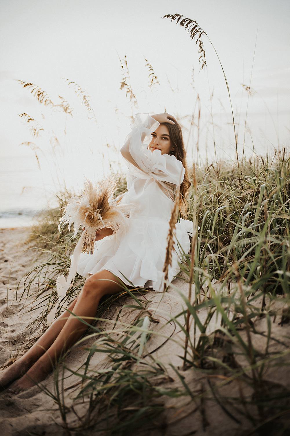 Bridal portraits in beach grass