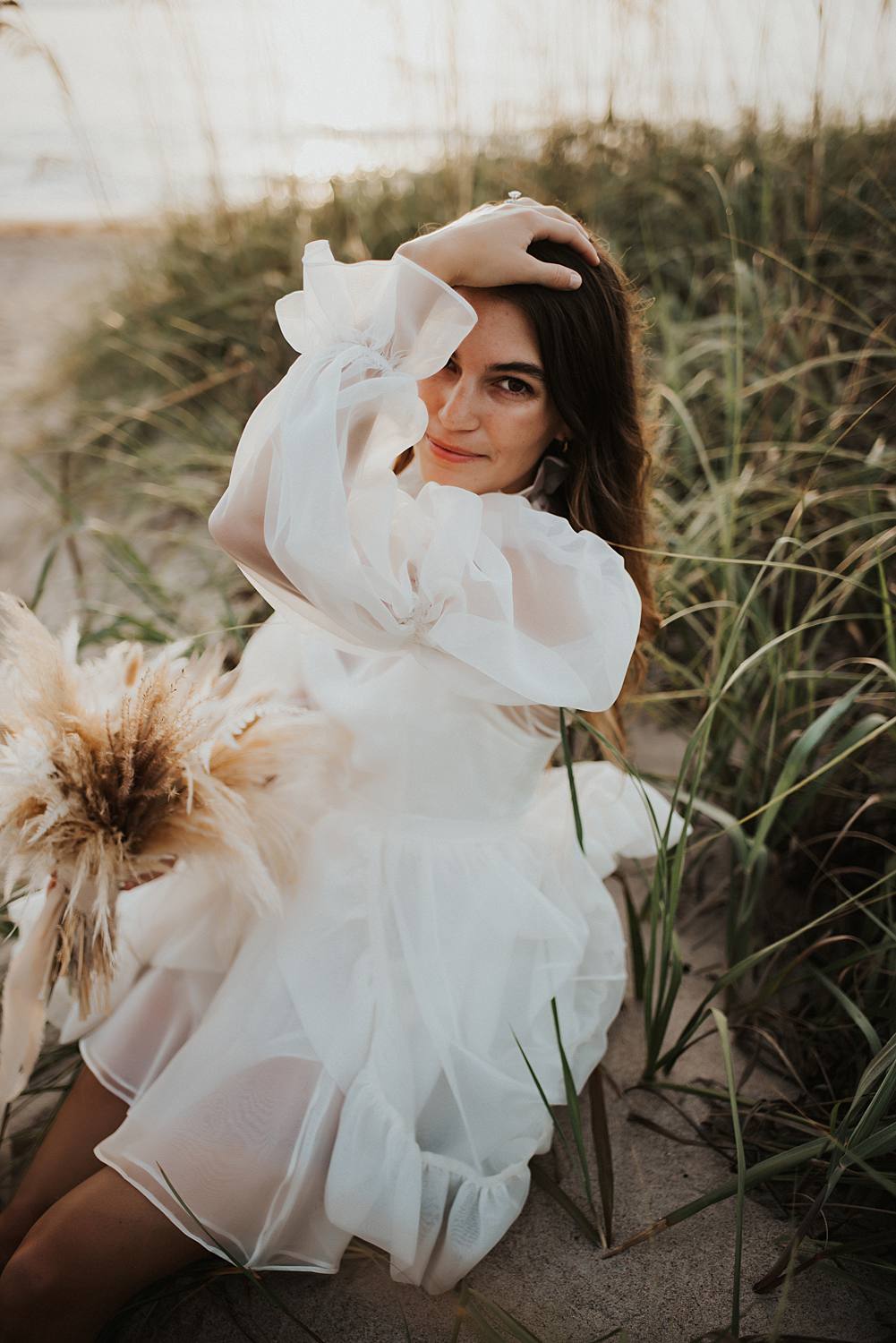Bridal portraits in beach grass