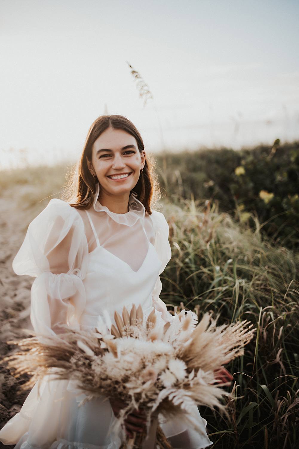 Bridal portraits in beach grass