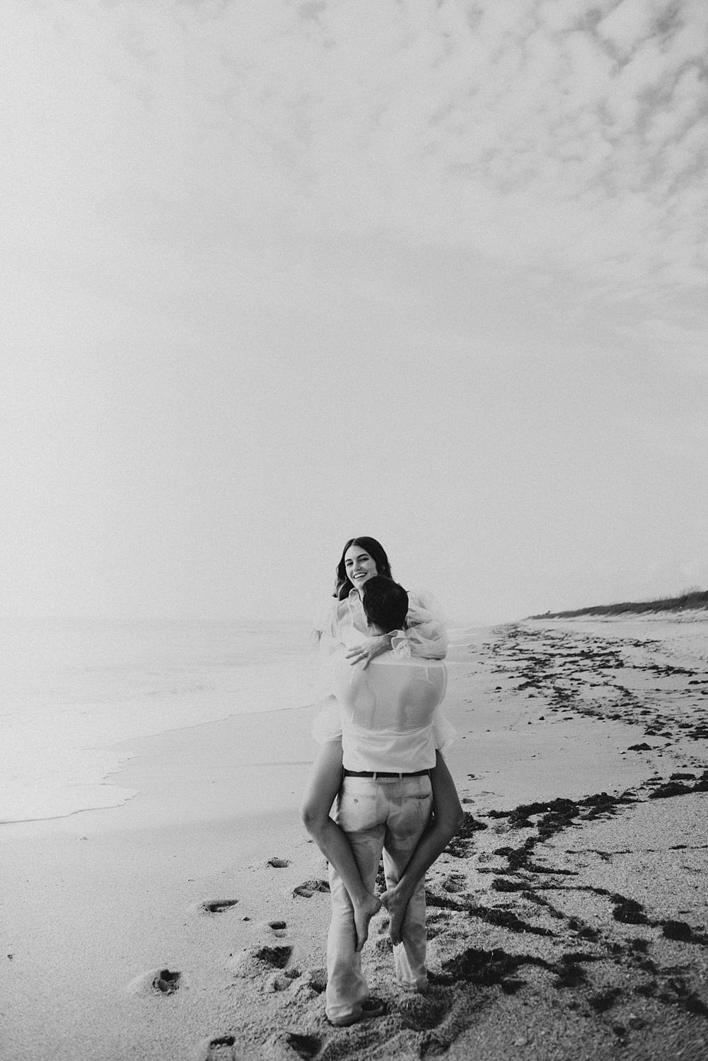 Bride and groom elopement on beach