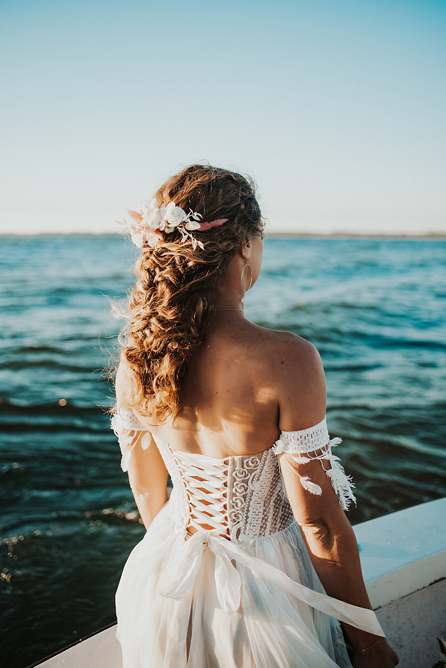 Boho hair with floral hair piece