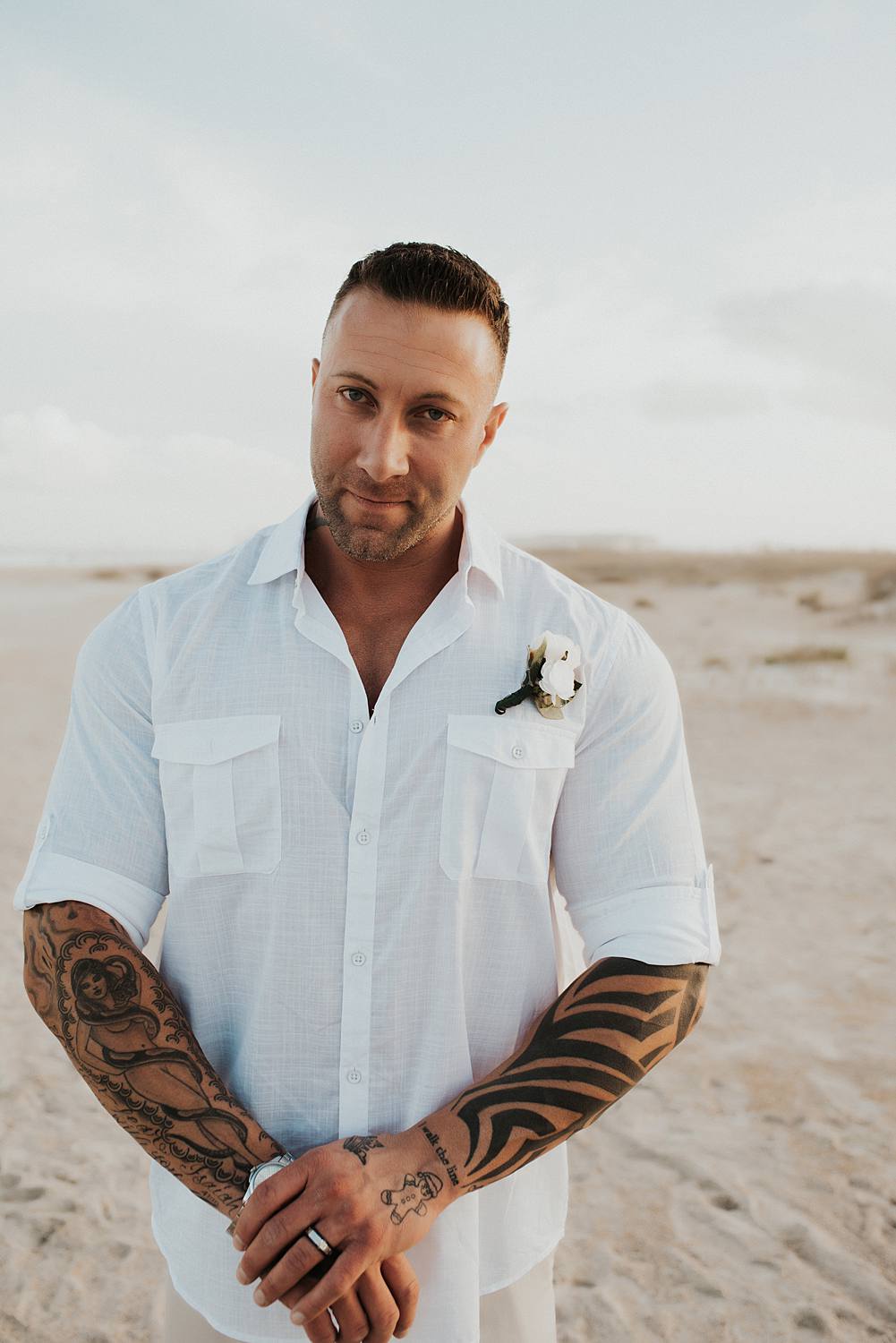 Groom portrait on Saint Anastasia beach