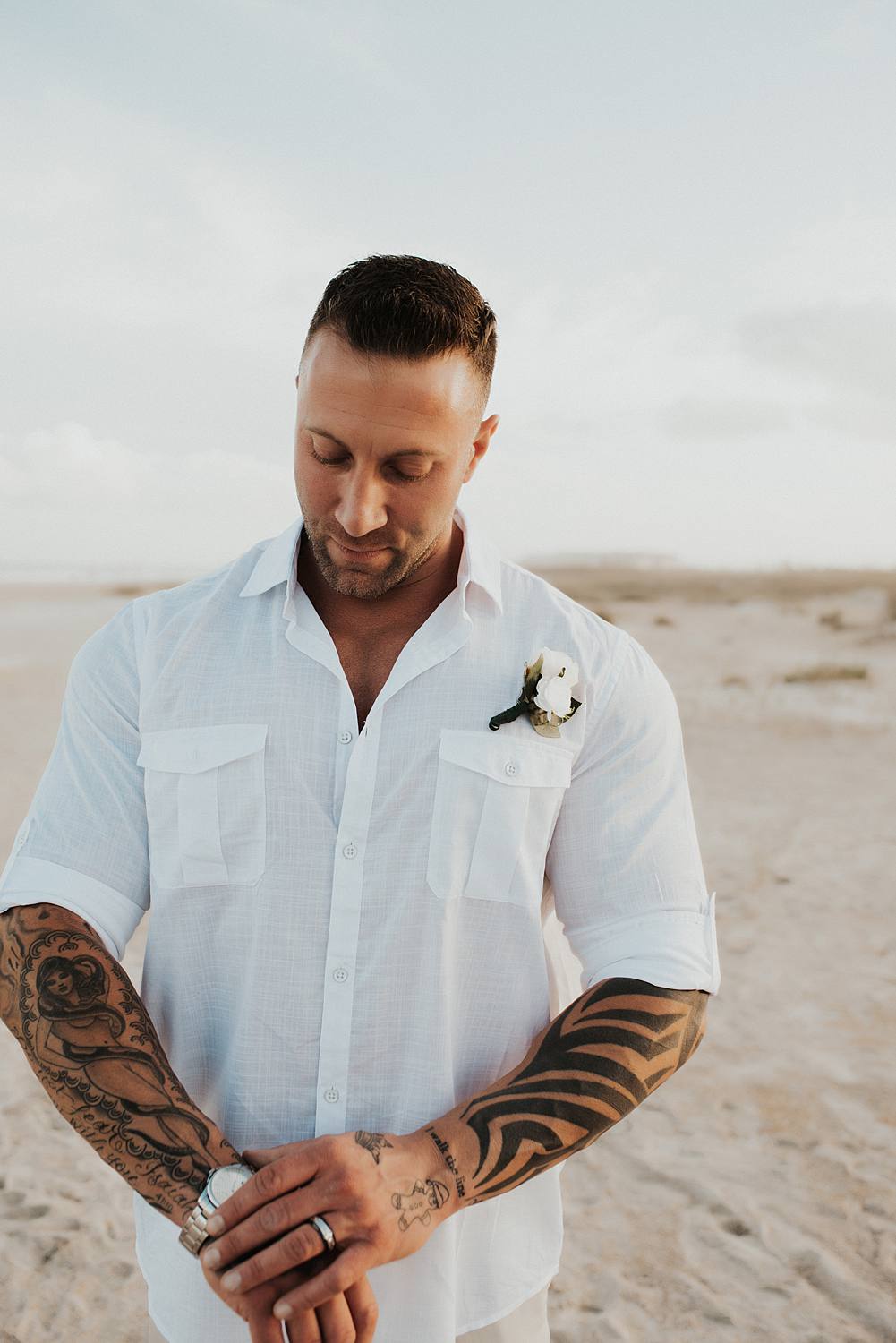 Groom portrait on Saint Anastasia beach