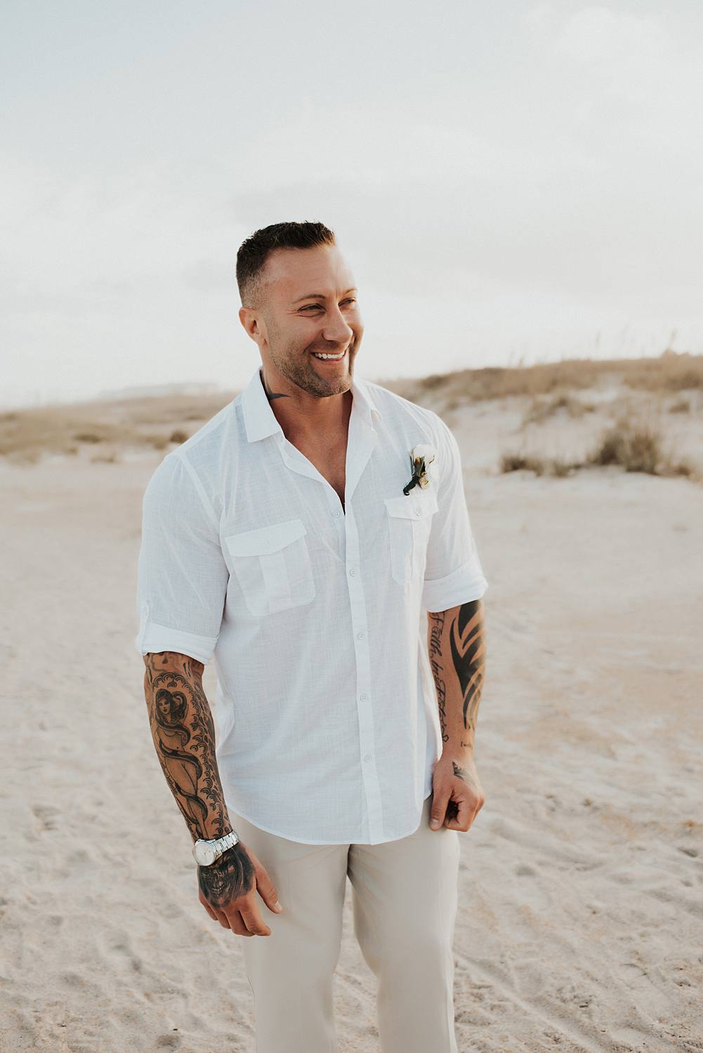 Groom portrait on Saint Anastasia beach