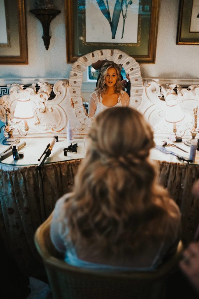 Bride getting ready at the Historic Walton House in Homestead Florida