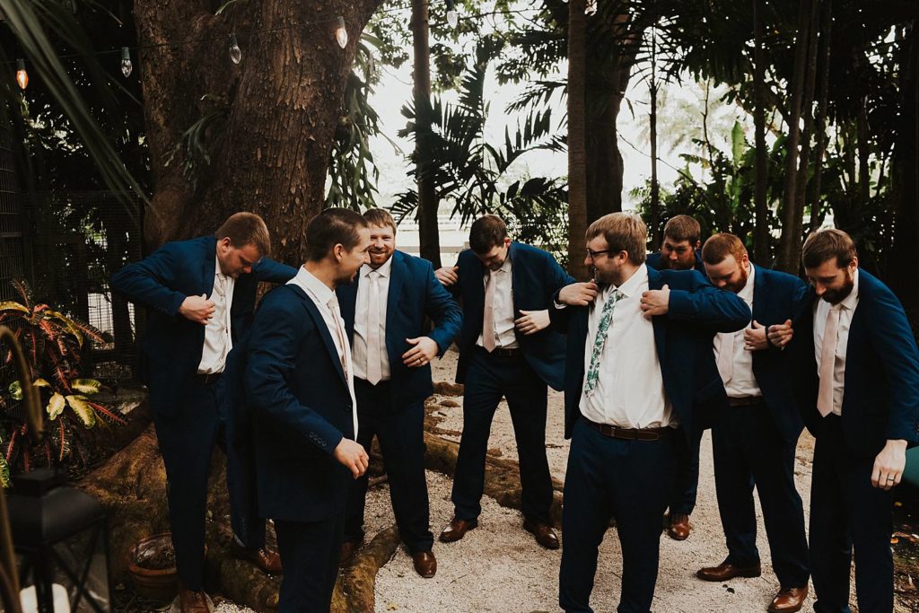 Groomsmen getting ready at the Historic Walton House in Homestead Florida
