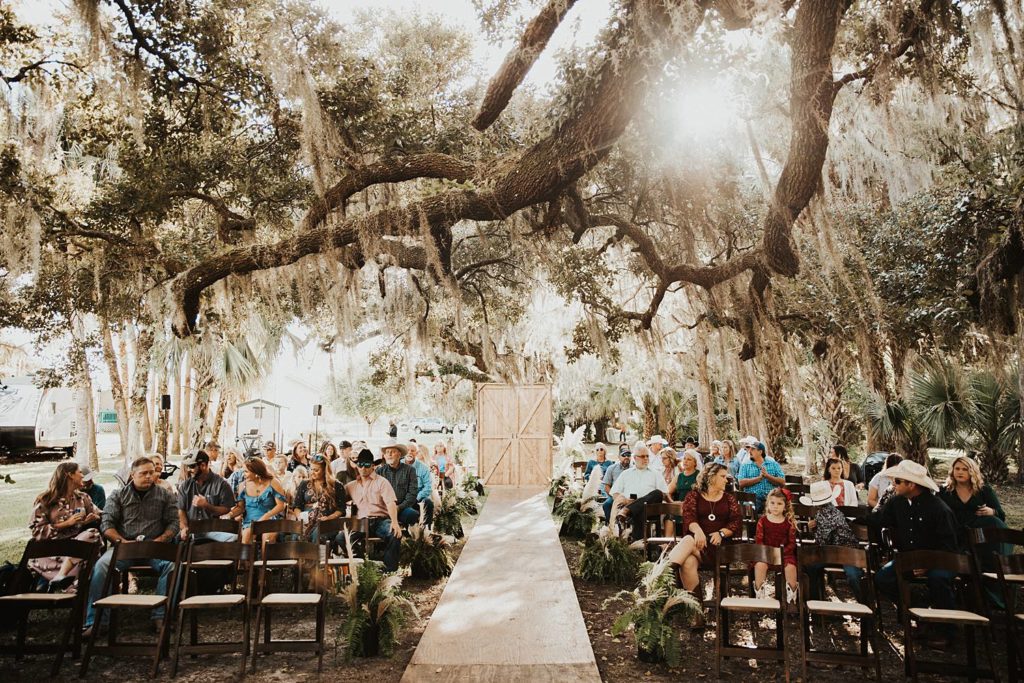Rustic ceremony décor for Okeechobee Florida wedding