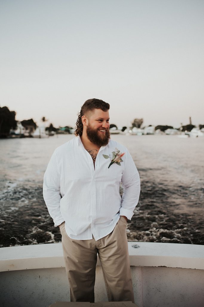 Groom with boutonnière in white button down