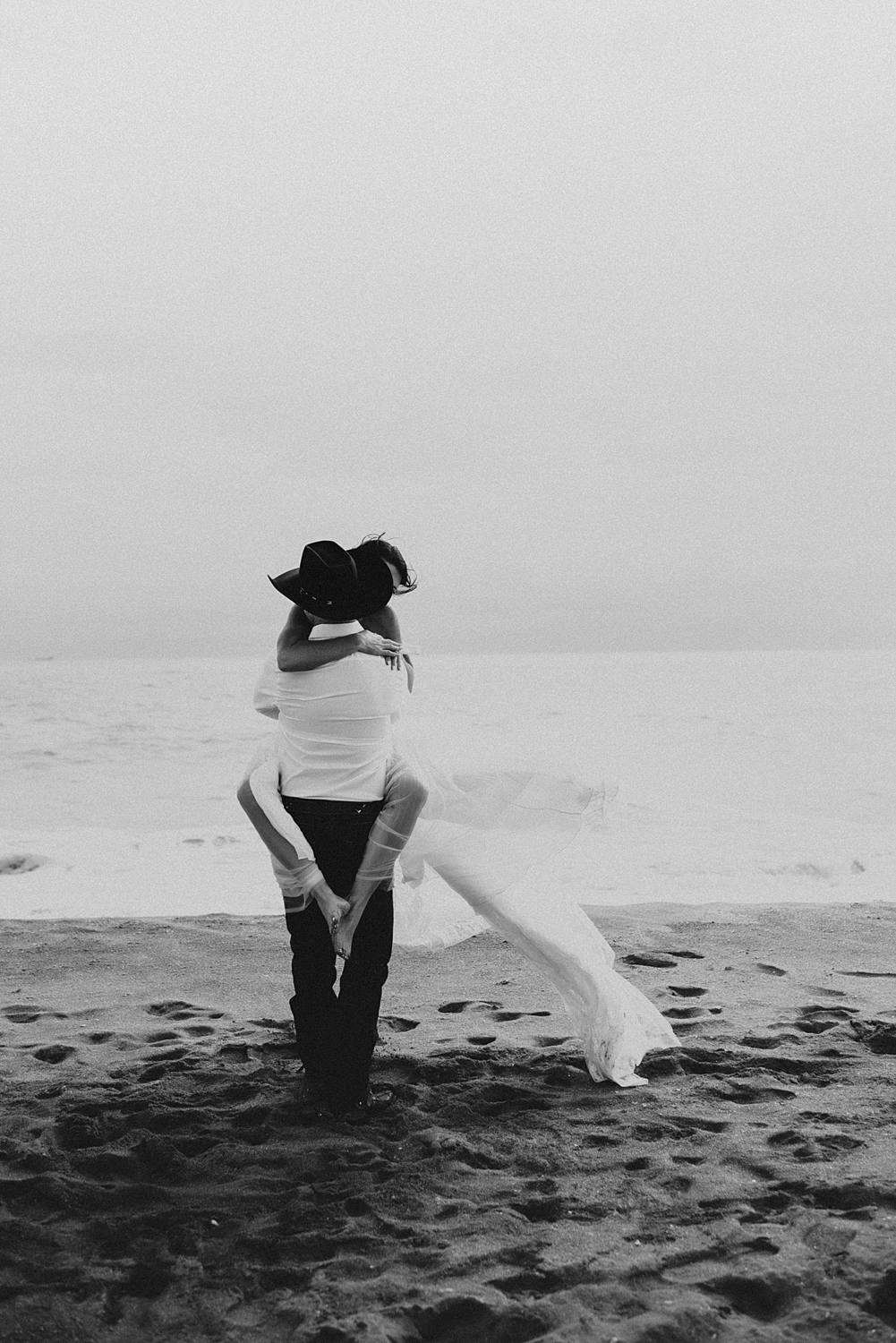 Bride and groom portraits on the beach after their Florida elopement