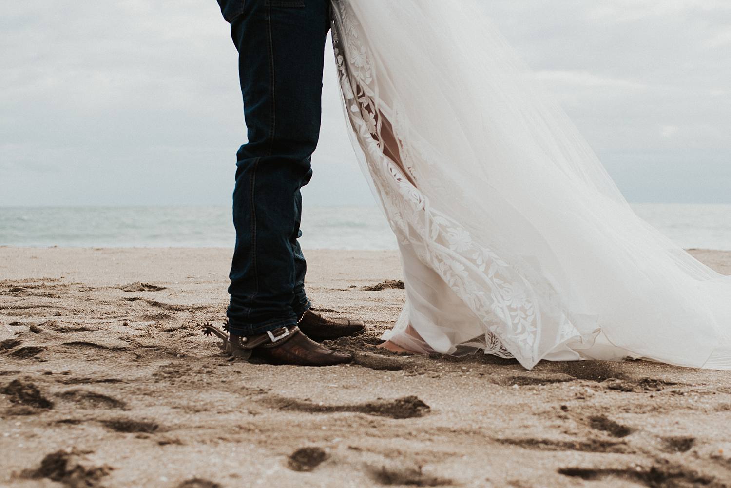 Bride and groom portraits on the beach after their Florida elopement