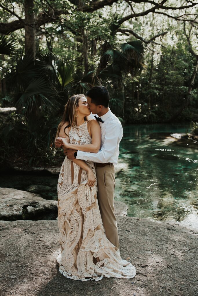 Bride and groom portraits at Kelly Park Rock Springs in Apopka Florida during their elopement