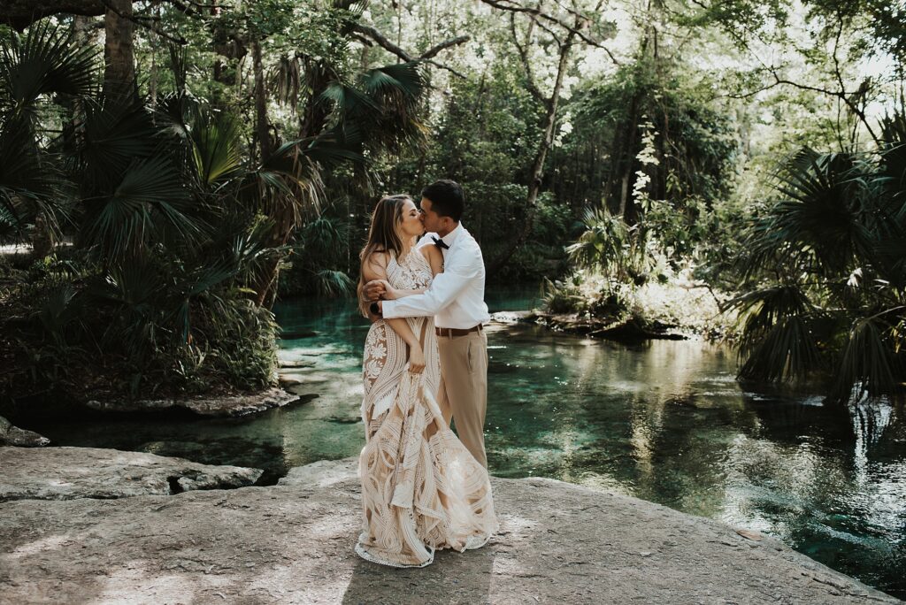 Bride and groom portraits at Kelly Park Rock Springs in Apopka Florida during their elopement
