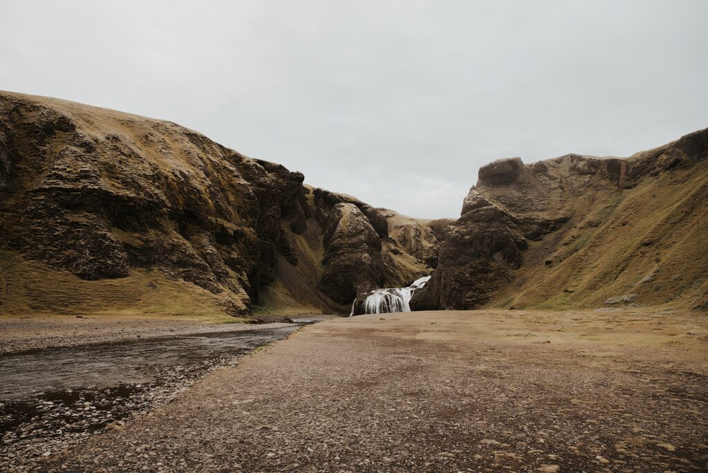 Landscape of waterfall in southern Iceland